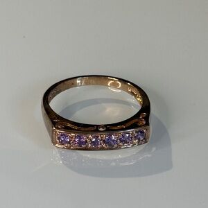 Elegant Purple Stone Women's gold plate sterling silver Ring